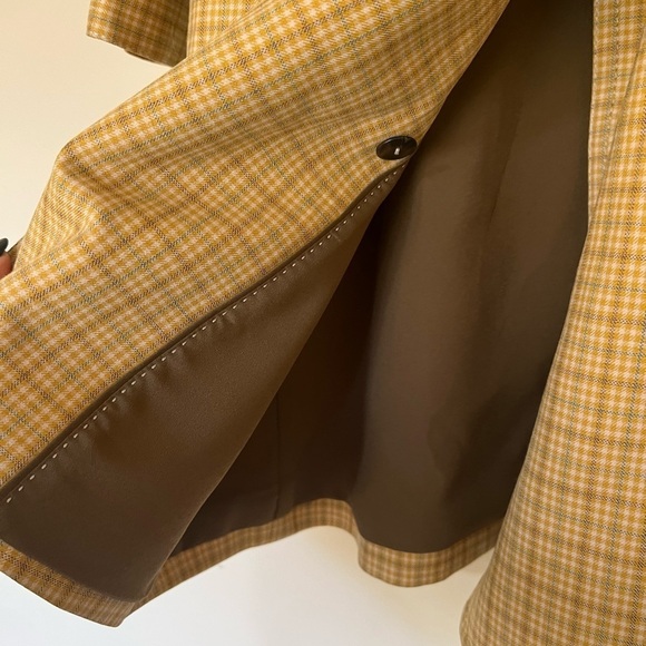 EP YAYING Plaid Wool Blend Double Breasted Longline Blazer Coat Size 2 Like New - Picture 6 of 12